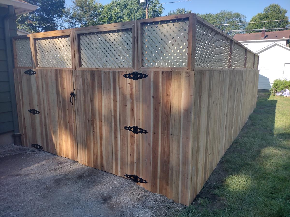 Cedar lattice-top fence installation in Northwest Ohio